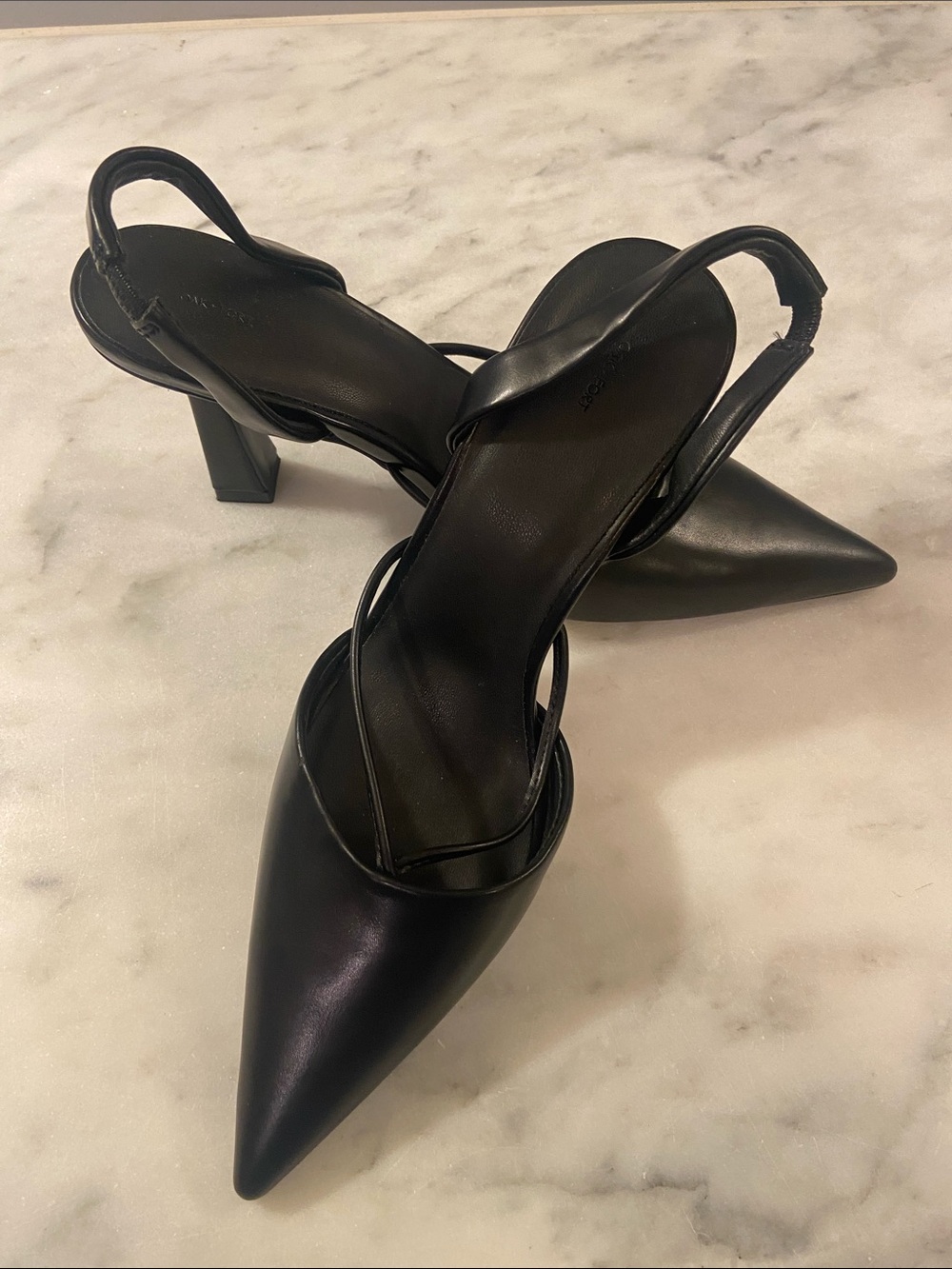 OAK + FORT Black Pointed Slingback Heels